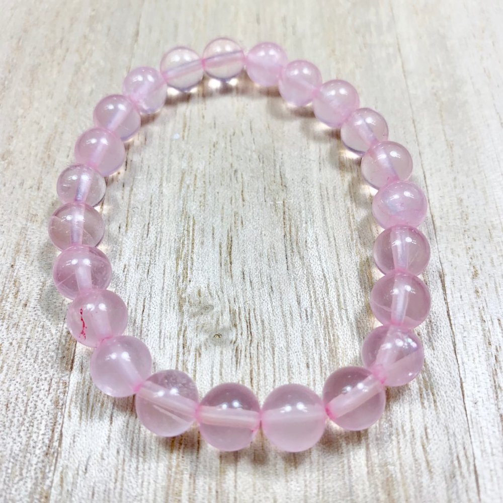 8mm Pink Quartz Chakra Stretch Bracelet - Picture 6 of 9